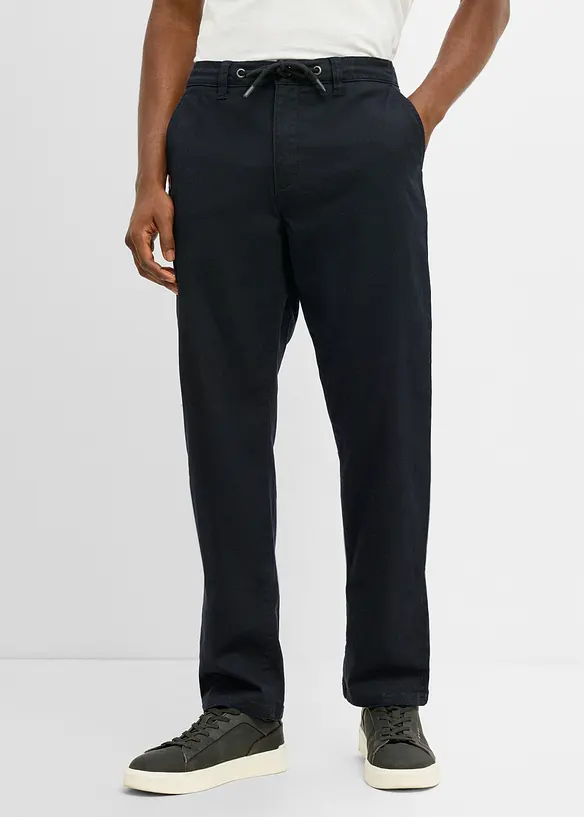 Classic Fit Stretch-Chinohose mit weitem Bein, Straight, bonprix