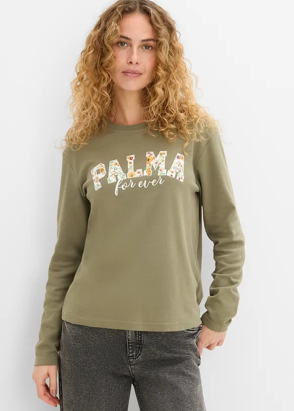 T-shirt manches longues en pur coton, bonprix