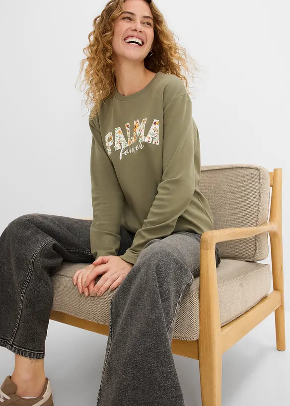 T-shirt manches longues en pur coton, bonprix