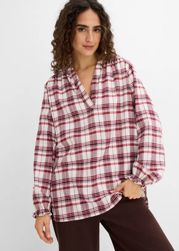 Flanell-Tunikabluse aus reiner Baumwolle, bonprix