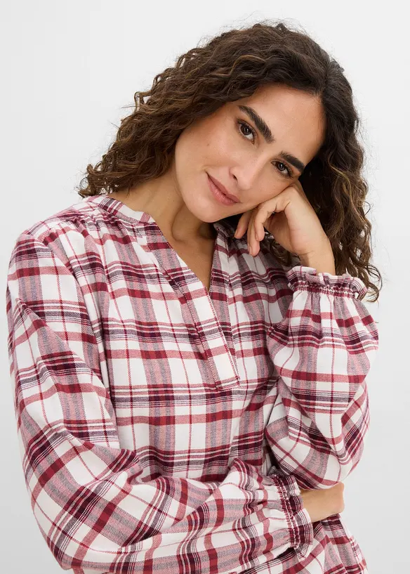 Flanell-Tunikabluse aus reiner Baumwolle, bonprix