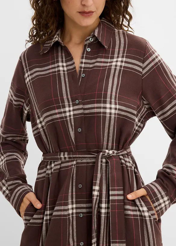 Flanell-Midikleid aus reiner Baumwolle, bonprix
