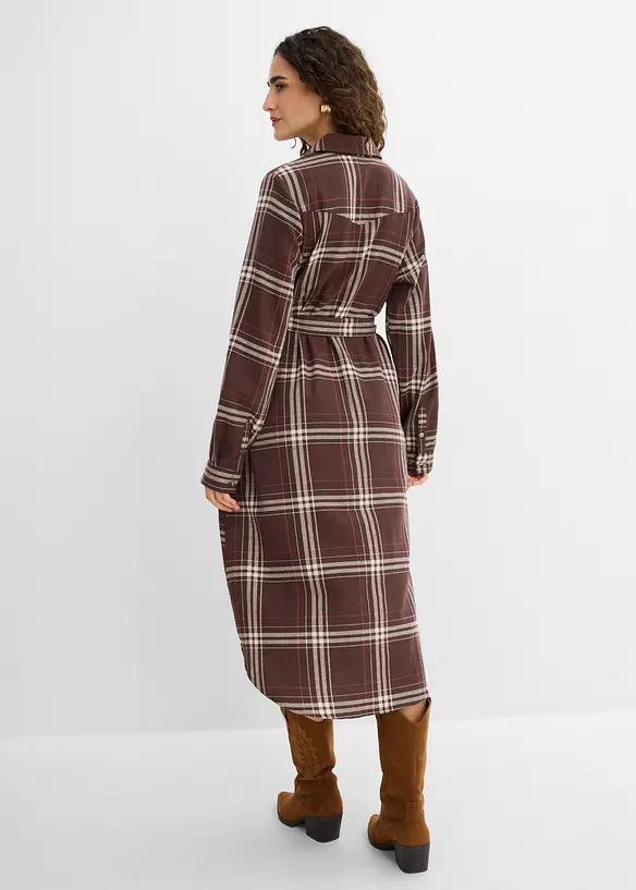 Flanell-Midikleid aus reiner Baumwolle, bonprix