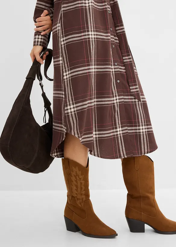 Flanell-Midikleid aus reiner Baumwolle, bonprix