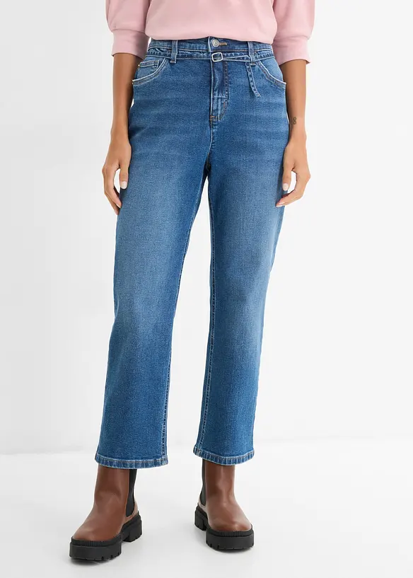 Jean straight taille haute, raccourci, bonprix