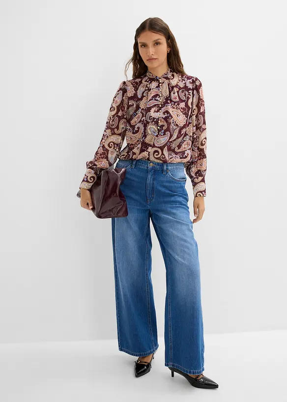Chiffon Tunikabluse mit Stehkragen, bonprix