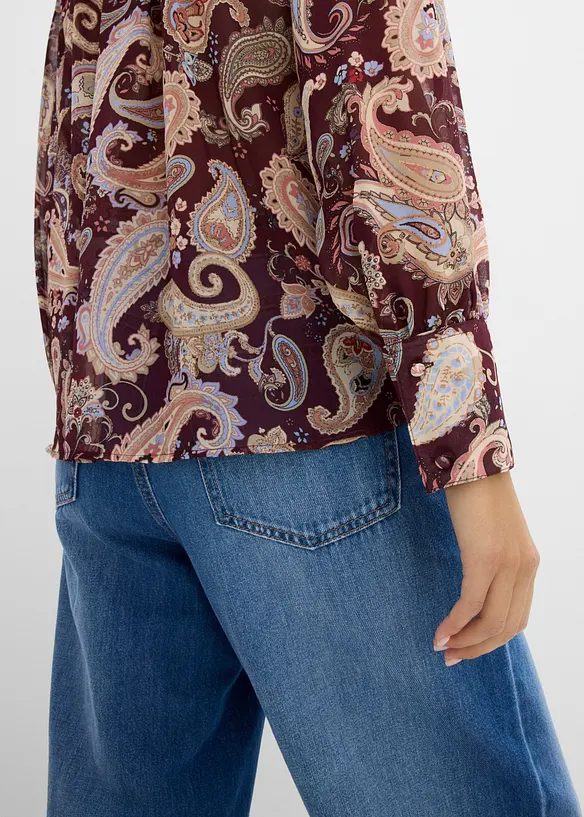 Chiffon Tunikabluse mit Stehkragen, bonprix