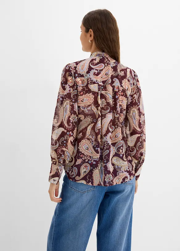 Chiffon Tunikabluse mit Stehkragen, bonprix