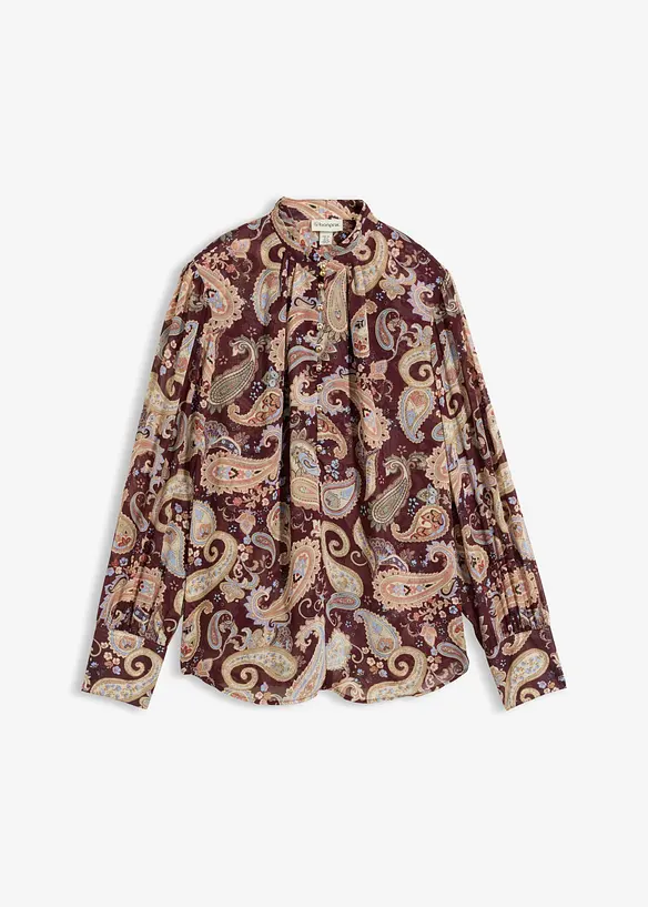 Chiffon Tunikabluse mit Stehkragen, bonprix