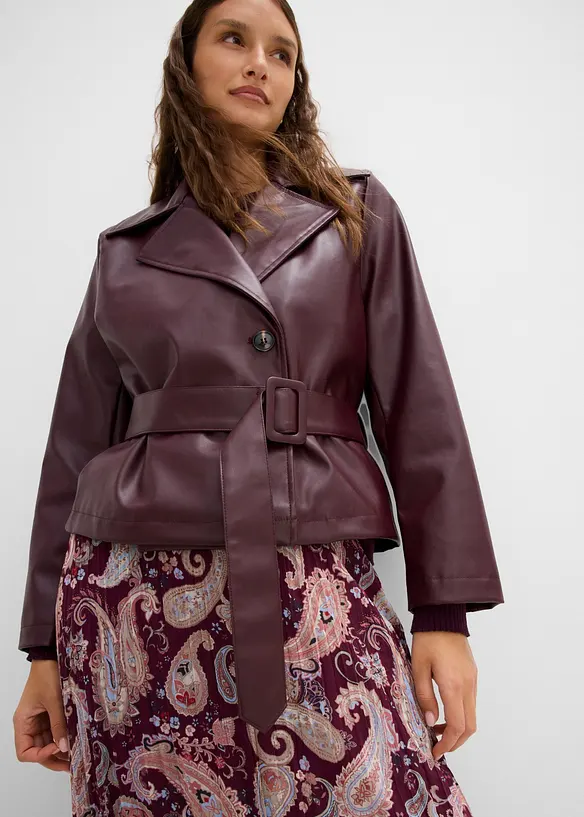 Trenchjacke aus Lederimitat, bonprix