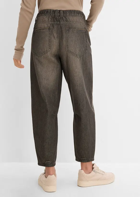 Jean barrel taille mi-haute &eacute;lastiqu&eacute;e, bonprix