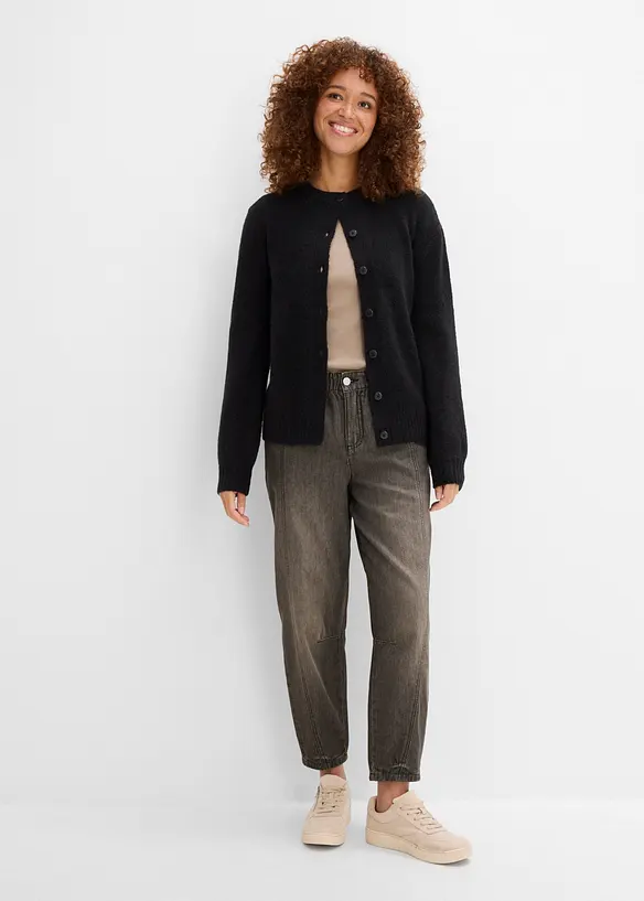 Jean barrel taille mi-haute &eacute;lastiqu&eacute;e, bonprix