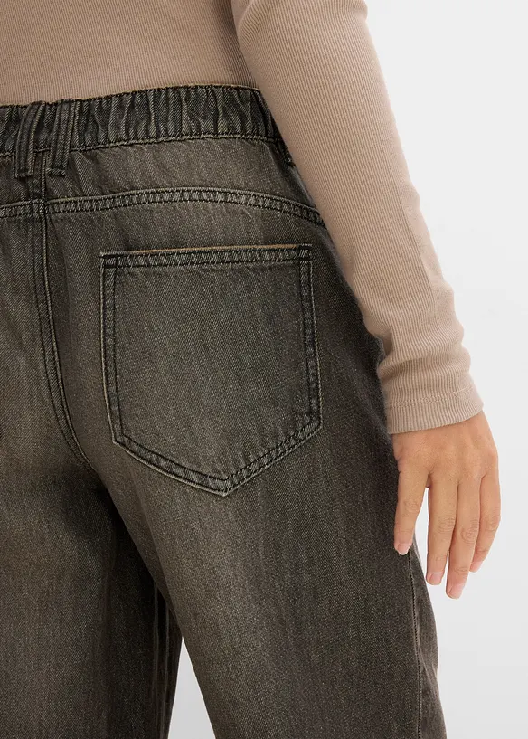 Jean barrel taille mi-haute &eacute;lastiqu&eacute;e, bonprix