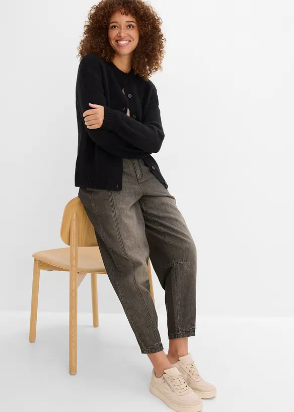 Jean barrel taille mi-haute &eacute;lastiqu&eacute;e, bonprix
