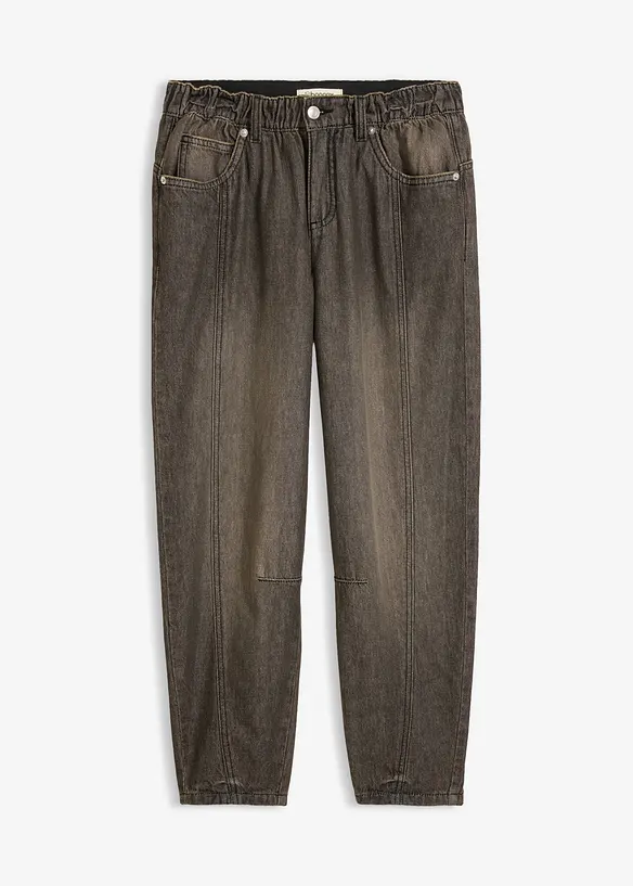 Jean barrel taille mi-haute &eacute;lastiqu&eacute;e, bonprix