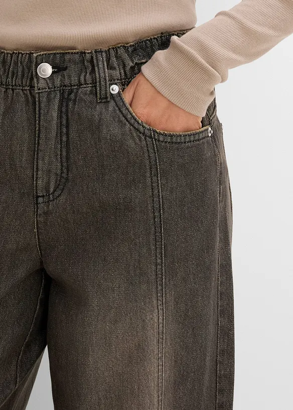 Jean barrel taille mi-haute &eacute;lastiqu&eacute;e, bonprix