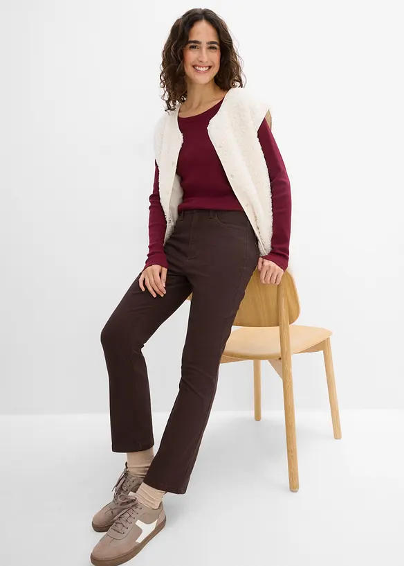 Verk&uuml;rzte Bootcut-Twillhose aus Baumwoll-Mix, bonprix