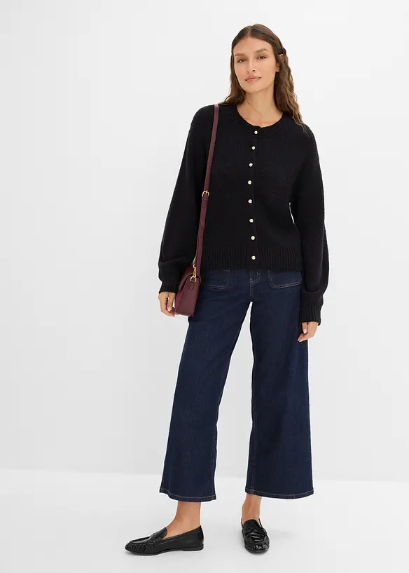 Gilet boutonn&eacute; en grosse maille, bonprix