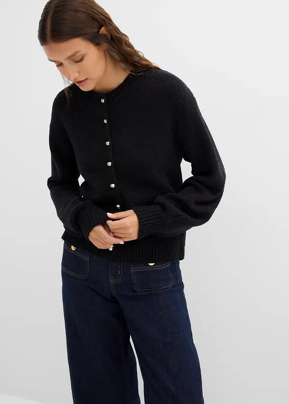 Gilet boutonn&eacute; en grosse maille, bonprix