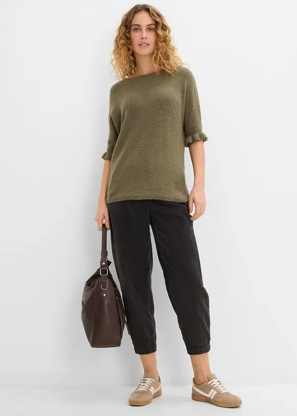 Pullover aus Baumwoll-Mix mit Volant-&Auml;rmeln, bonprix