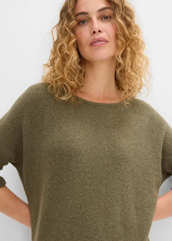 Pullover aus Baumwoll-Mix mit Volant-&Auml;rmeln, bonprix
