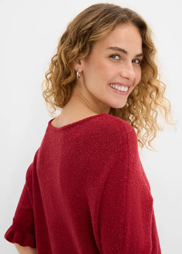 Pullover aus Baumwoll-Mix mit Volant-&Auml;rmeln, bonprix