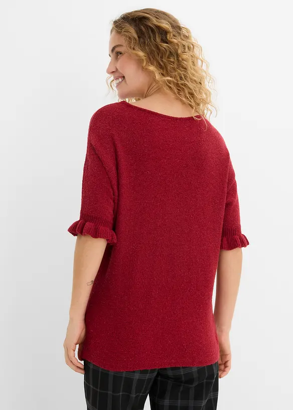 Pullover aus Baumwoll-Mix mit Volant-&Auml;rmeln, bonprix