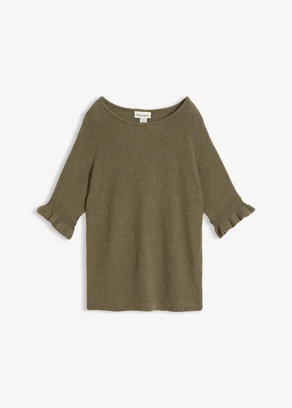 Pullover aus Baumwoll-Mix mit Volant-&Auml;rmeln, bonprix