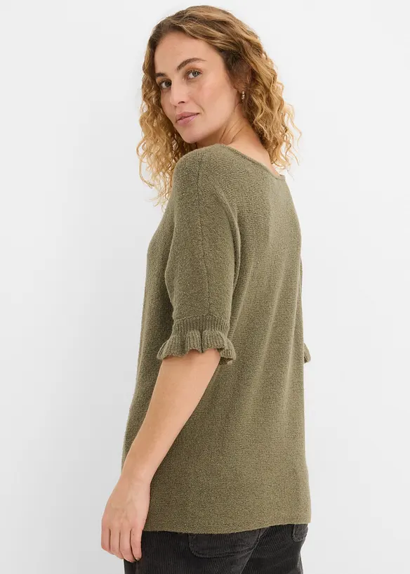 Pullover aus Baumwoll-Mix mit Volant-&Auml;rmeln, bonprix