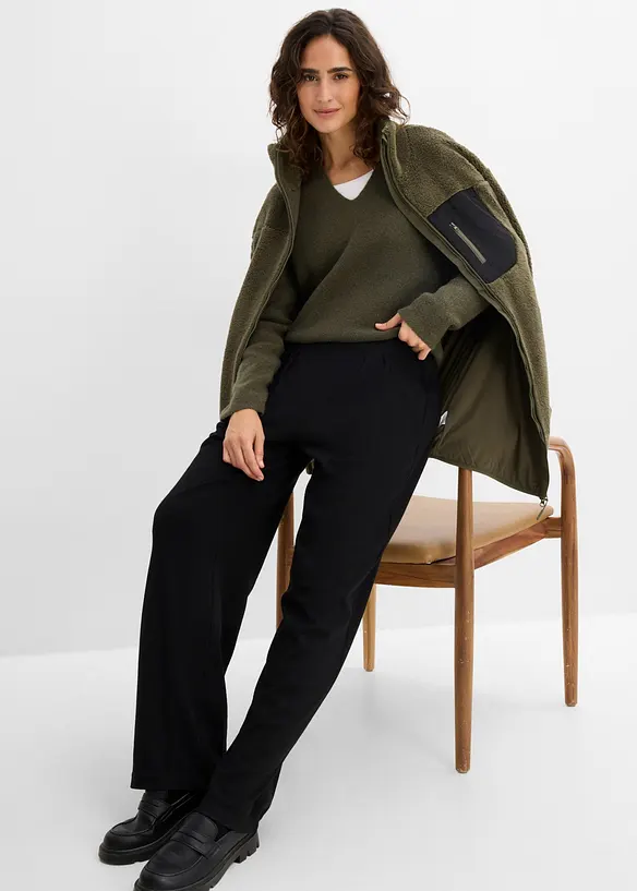 Pantalon en jersey &agrave; pinces, bonprix