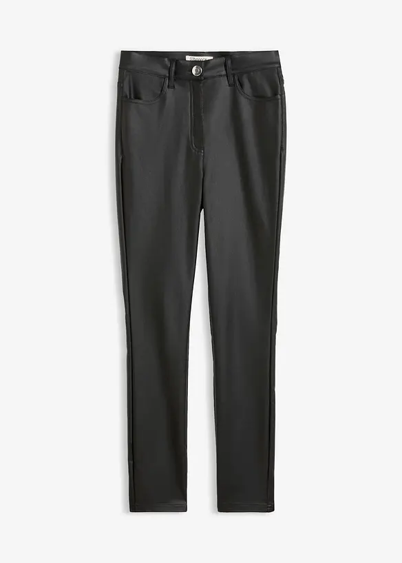 Pantalon en bengaline enduite, effet ventre plat, bonprix