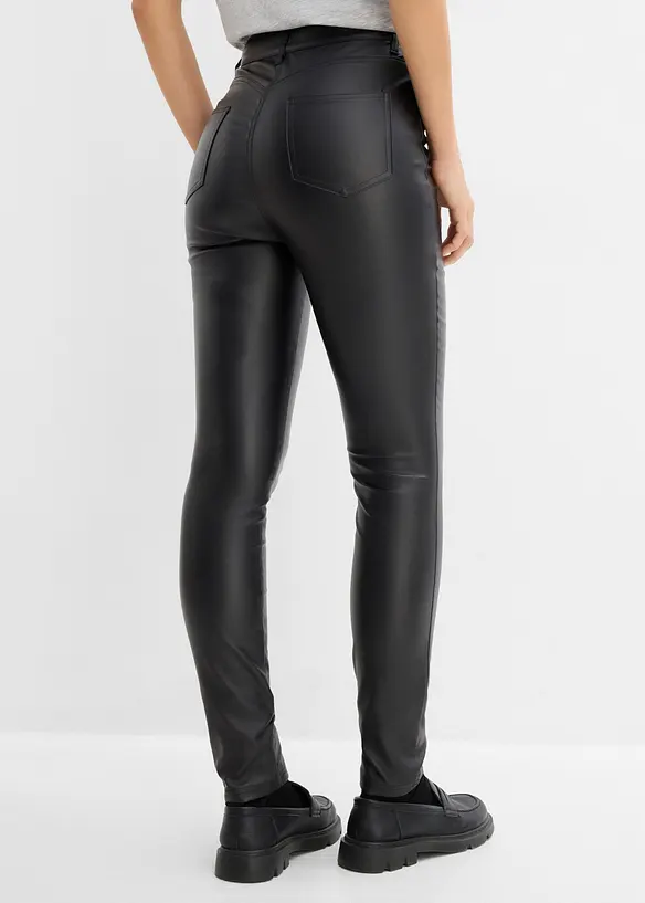 Pantalon en bengaline enduite, effet ventre plat, bonprix