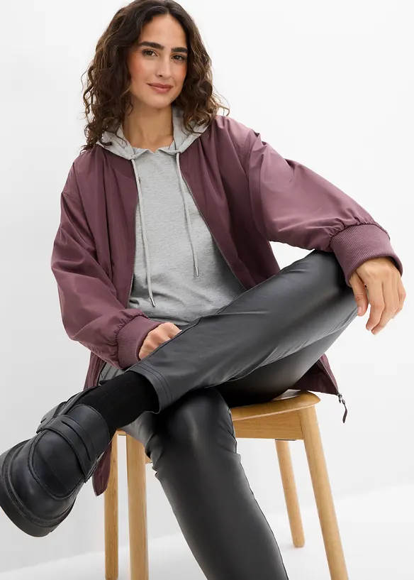 Pantalon en bengaline enduite, effet ventre plat, bonprix