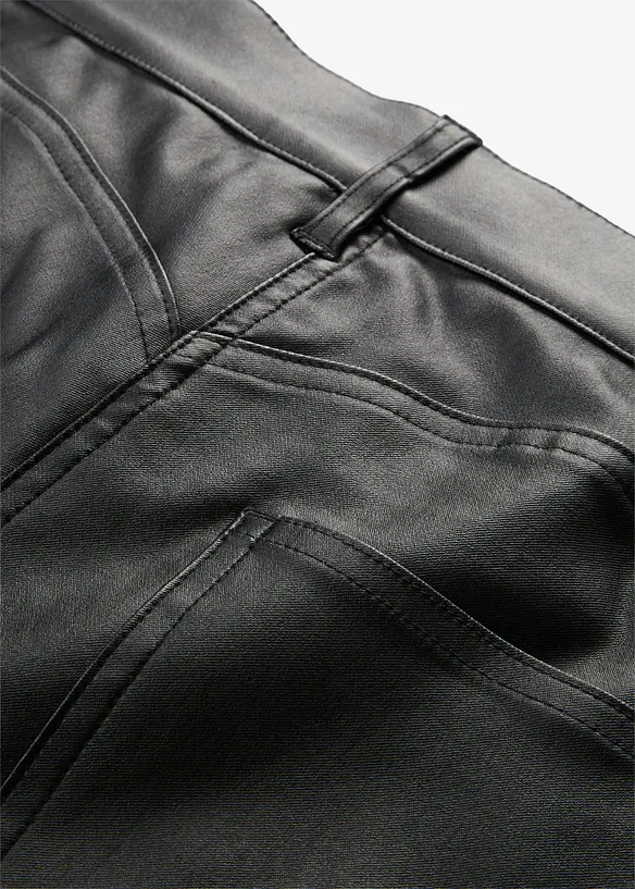 Pantalon en bengaline enduite, effet ventre plat, bonprix