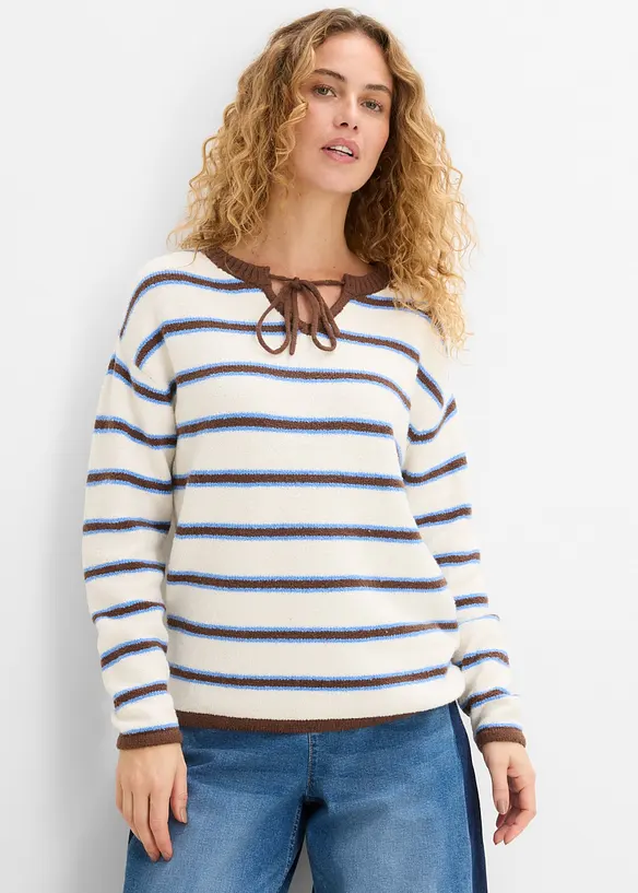 Pullover aus Baumwoll-Mix mit Bindel&ouml;sung, bonprix