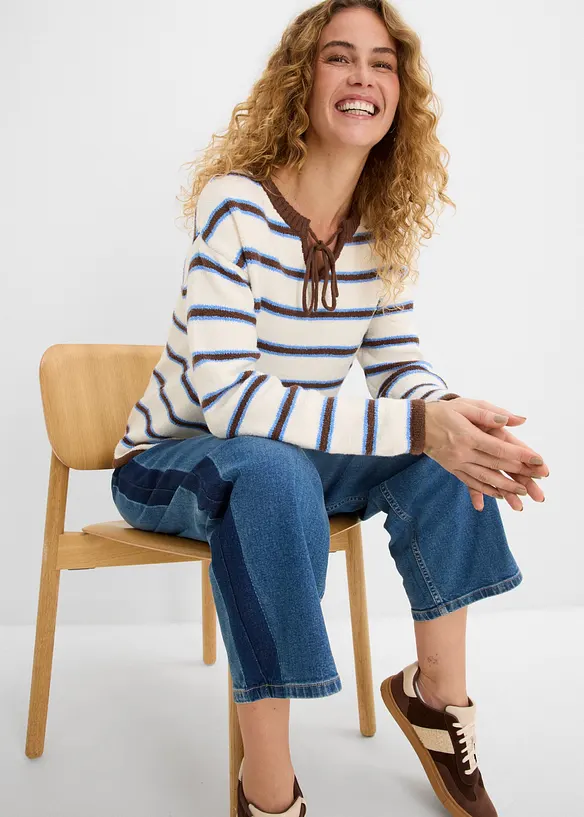 Pullover aus Baumwoll-Mix mit Bindel&ouml;sung, bonprix
