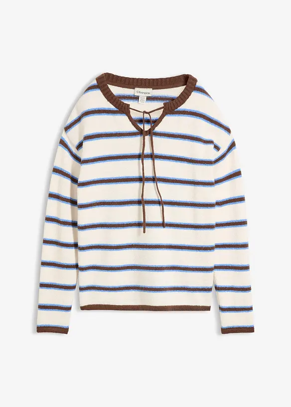 Pullover aus Baumwoll-Mix mit Bindel&ouml;sung, bonprix