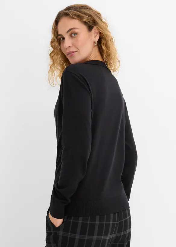 Pull en fine maille, effet superpos&eacute;, bonprix