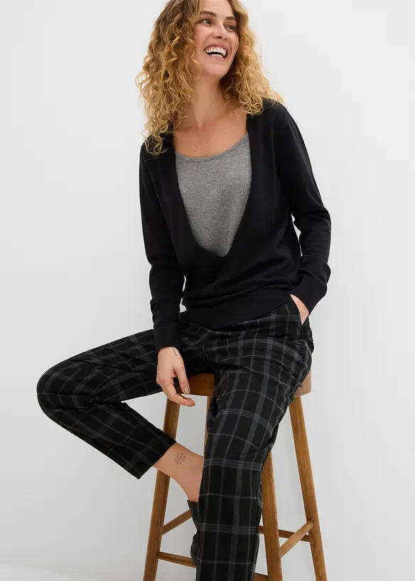 Pull en fine maille, effet superpos&eacute;, bonprix