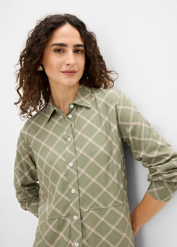 Blusenkleid aus reiner Viskose mit Eingriffstaschen, bonprix
