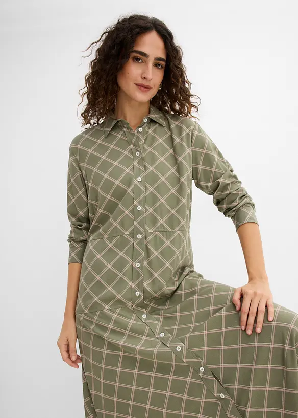 Blusenkleid aus reiner Viskose mit Eingriffstaschen, bonprix