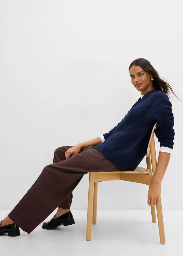 Strickjacke mit Rei&szlig;verschluss aus weichem Woll-Mix, bonprix