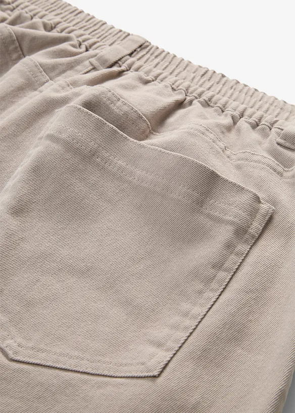 Pantalon barrel en twill de coton, taille &eacute;lastiqu&eacute;e, bonprix