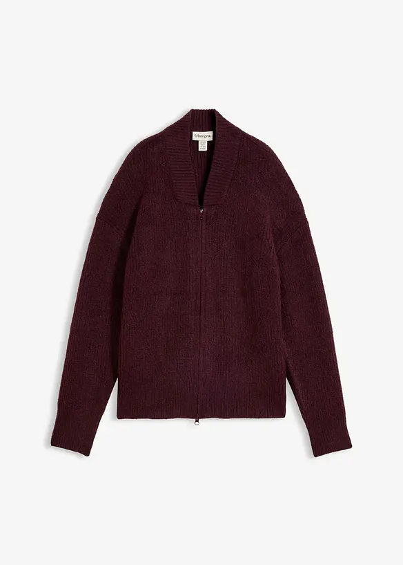Strickjacke mit Rei&szlig;verschluss aus weichem Woll-Mix, bonprix
