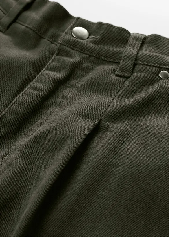 Pantalon barrel en twill de coton, taille &eacute;lastiqu&eacute;e, bonprix