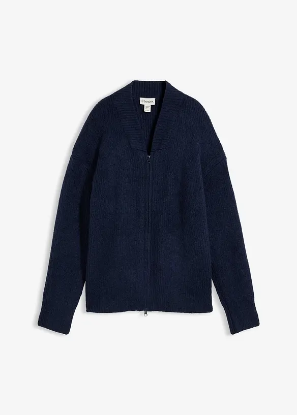 Strickjacke mit Rei&szlig;verschluss aus weichem Woll-Mix, bonprix