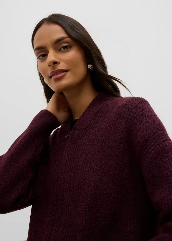 Strickjacke mit Rei&szlig;verschluss aus weichem Woll-Mix, bonprix