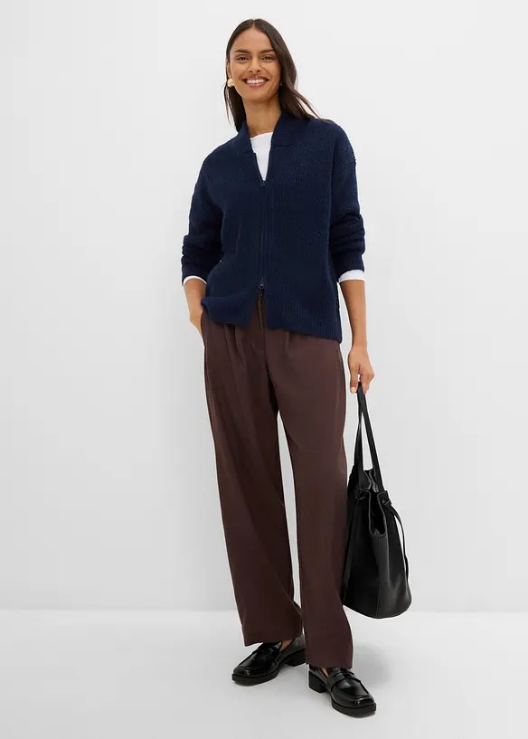 Strickjacke mit Rei&szlig;verschluss aus weichem Woll-Mix, bonprix