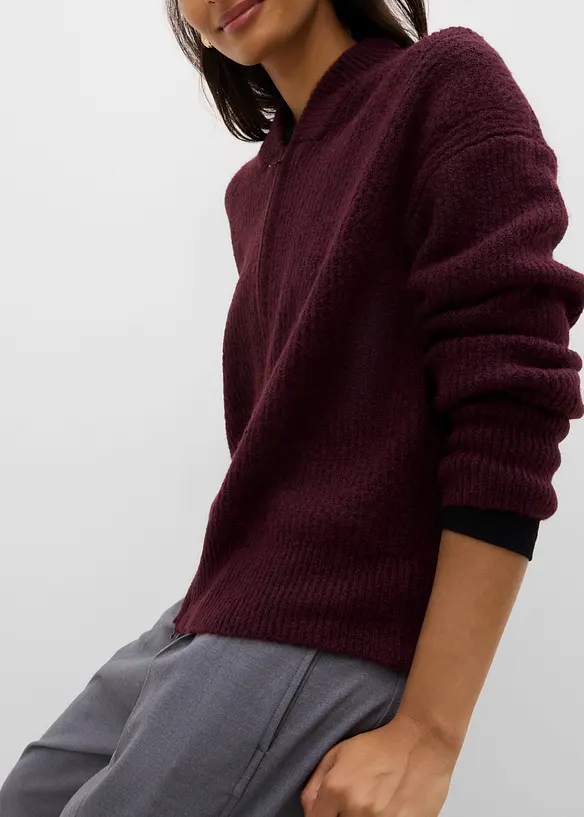 Strickjacke mit Rei&szlig;verschluss aus weichem Woll-Mix, bonprix