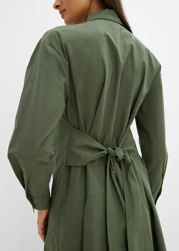 Hemdblusenkleid mit Bindedetail aus reiner Baumwolle, bonprix
